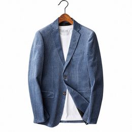 2023 High Quality Fi Handsome Trend Youth Busin Autumn Casual Suit Retro Cott Slim Corduroy Suit for Men M-4XL 74Z6#