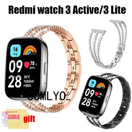 Cases Luxurious Band For Redmi watch 3 Active Lite Strap Stainless Steel Wristband Screen Protector Film