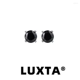 Stud Earrings LUXTA Black Moissanite Studs Sparkly Lab Created Diamond S925 Sterling Silver Gold Plated Hiphop Jewellery Gifts