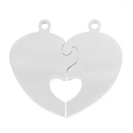 Pendant Necklaces DIY Print Engrave Tear Hearts Lover's Split Heart Blank Mirror Polish Stainless Steel Wholesale Charms 10pcs