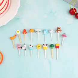 Forks 5pcs Cute Animal Fruit Fork Kids Snack Dessert Decoration Toothpick Lunch Salad Accessories Cake Picks