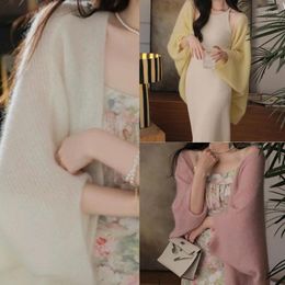 Women's T Shirts Women Knitted Open Front Cardigans Batwing Sleeve Casual Loose Sweater Shrug