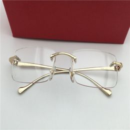 Men Vintage Rimless Prescription Eyeglasses Frame Fashion Glasses frames Gold new with box238H