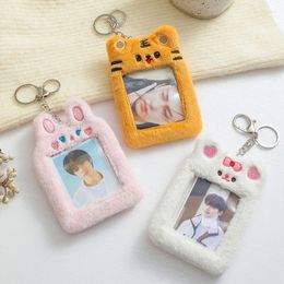Waist Bags Cute Plush Bear Pocard Holder Korea Idol Protector Case With Keychain For Women Girls ID Card