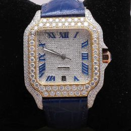 2023 Fashion Brand VVS Moissanite Automatic Men Gift Watch Custom Luxury Stainless Steel Square Wrist Watch