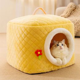 Pens Winter Deep Sleep Cat Bed Soft Semienclosed Pet House Cosy Dog Basket Cat Tent Cave Mat Kitten Nest For Small Medium Dogs Cats