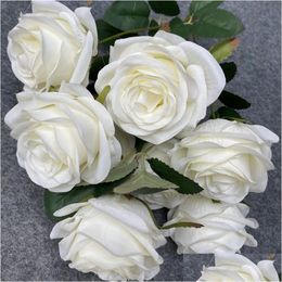 Decorative Flowers Wreaths 9 Heads Rose Bouquet Artificial Flower Decor Scene Display Floral Drop Delivery Home Garden Festive Party S Dhfa2