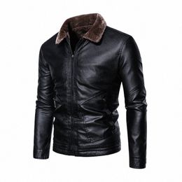 plus Veet Men Thick Leather Jacket Youth Fi PU Leather Jacket Coat Size M-4XL 2023 Men's Autumn and Winter New Oversized f2RR#