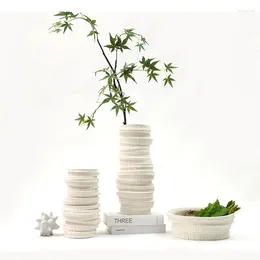 Vases Creative Bamboo Ceramic Vase Desk Decoration Artificial Flower Decorative Arrangement Modern Home Decor Floral