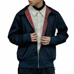 dafeili Men jacket autumn thin EU size vintage classic bomber coat inner plaid jacket x2gl#