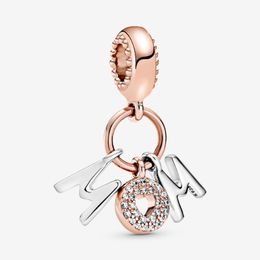 100% 925 Sterling Silver Mom Letters Dangle Charms Fit Original European Charm Bracelet Fashion Women Wedding Jewelry Accessories240N