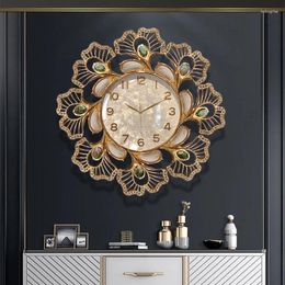 Wall Clocks European Clock Living Room Decoration Large Luxury Shell Crystal Home Decor Digital Silent Watch Reloj