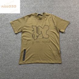 Army green PA letters printed cotton round neck loose loose versatile summer men and women casual fashion T shirt short sleeved