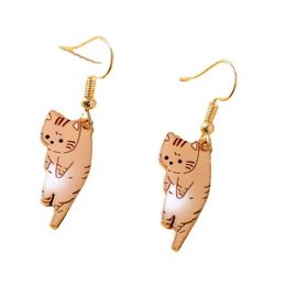 Charm Cartoon Small Cat Kitty Metal Earring For Women Fashion Lovely Kitten Animal Cute Simple Earrings Party Birthday Jewellery Drop D Dhzvo