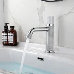 Bathroom Sink Faucets Style Luxury Brass Natural Jade Single Handle Faucet High Quality Modern Basin Cold Water Artistic Tap