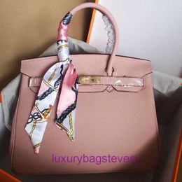 Hremms Birkks Designer Shoulder bags online shop Lychee leather bag large capacity one shoulder female 2024 new bride wedding With Real Logo