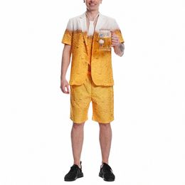 new Men Short Sleeve Halen Cosplay Beer Suit Jacket Pants Funny Humour Bucks Oktoberfest Stag Party Costume Tie Men's Suit R4IS#