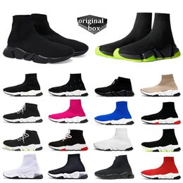 Sapatos de meia Paris Triple Black White S Vermelho BEGE Casual Sports Sneakers Socks Treinadores masculinos Mulheres Knit Boot Booties Plataforma Sapato Treinador de velocidade 36-45