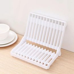 Kitchen Storage White Foldable Dish Drying Rack Plate Tool Plastic Bowl