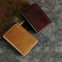 Wallets Genuine Leather Short Wallet For Men ID/po Holders Brown Black Card Holder Case Vintage Hasp Male Purse