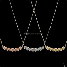 Pendant Necklaces 2023 Crystal Love Necklace Brand Classic Head Designer For Women Fashion Electroplated 18K Gold Nail Drop Delivery Dhob2