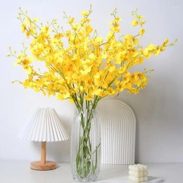 Decorative Flowers Artificial Butterfly Orchid Silk Flower 55CM Yellow Oncidium Fake Phalaenopsis Wedding Home Decoration