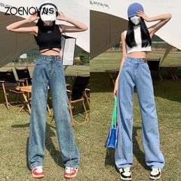 Women's Jeans ZOENOVA Vintage 90S Baggy Straight Denim Trousers Female Y2K High Waist Loose Wide Leg Women Streetwear Casual Pants
