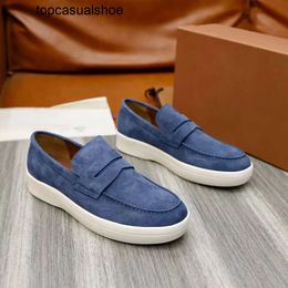 Loro Piano LP LorosPianasl Nice shoes Perfect Gentleman Mens Sneakers Shoes Charms Walk Loafers Low Top Soft Cow Leather Luxury Oxfords Flat Slip On Rubber Sole Mocca
