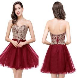 399 New Cheap 7 Colours Mini Short Homecoming Dresses 2020 Little Black Lace Appliques Tulle Cocktail Burgundy Prom Party Gowns C8030778