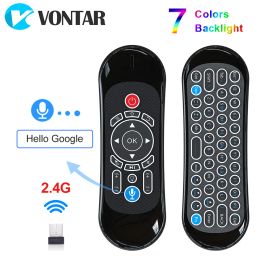 Keyboards T120 Mini Wireless Keyboard 2.4G Fly Air Mouse 7 Colours Backlit Keyboard Remote Controller for Android TV BOX Russian English