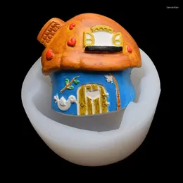 Baking Moulds Cartoon Mushroom House Silicone Mold DIY Handmade Soap Candle Car Decoration Ornament Drop Glue Mould