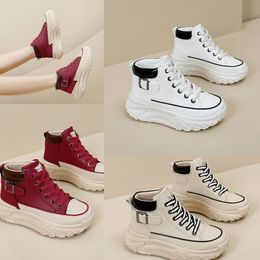 NEW High top shoes spring and autumn vintage womens shoes thick soled small white shoes leisure sports board shoes GAI