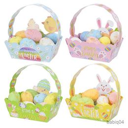 Storage Baskets 4Pcs Easter Egg Basket Paper Gift Box Kids Favours Cute Rabbit Candy Gift Paper Bag for Diy Easter Party Home Decoration Supplies