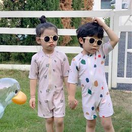 One-Pieces Summer Childrens One-piece Swimsuit Cartoon Swimsuit Baby Sun Protection Quick Drying Hot Spring Swimsuit Boys and Girls 24327