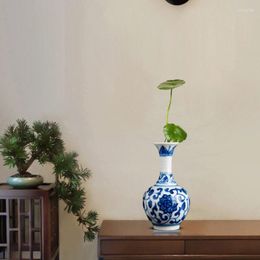 Vases Genuine Blue And White Hand-painted Small Flower Bottle Ornament Living Room Jingdezhen Porcelain Hydroponic Decoration