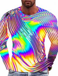crew Neck Clothing Apparel 3D Print Outdoor Daily Lg Sleeve Vintage Fi Men's T-shirt Tee Graphic Gradient Metallic Shirt j5ao#