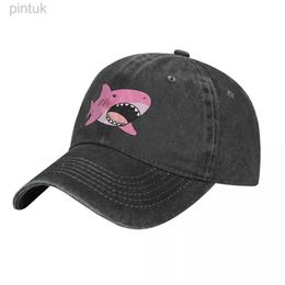 Ball Caps Pink Shark Baseball Cap Cute Animal Running Hippie Sunscreen Washed Hip Hop Hats Unisex Men Vintage Custom Baseball Caps 24327