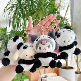 Anime Panda Plush Keychain Cute Kuromi My Melody Doll Keyring Cinnamoroll Pendant Keychains Christmas Gifts