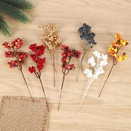 Decorative Flowers 5Pcs Christmas Berries Branches Simulated Berry Artificial Plant Foam Party Festival Desktop Ornament Wedding Year