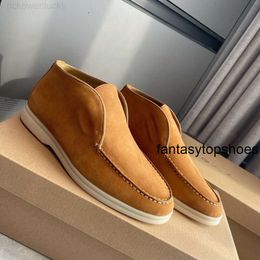 Loro Pianaa Piano Flats Walk Handmade Rubber Shoes Loafer Moccasins Open LP Shoes Sole Gentleman Party Walking Low Top Suede Cow Leather Oxfords Slipon Fac