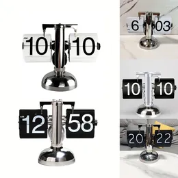 Table Clocks Vintage Flip Page Clock Automatic Turning Quartz Time Adjustable Office Household Desktop Ornaments Gift 21x8x17cm