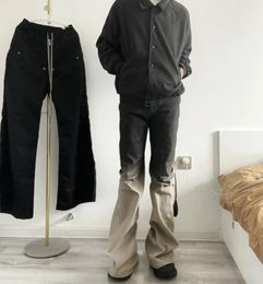 Jeans da uomo Pantaloni scuri Pantaloni neri gialli sfumati lavaggio ad acqua dritto casual con coulisse vestibilità slim
