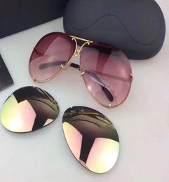 Classic Pilot Sunglasses Extra Lenses Glasses Interchangeable Lens Sunglasses Top Quality UV400 Protection Eyewear with Box5430565