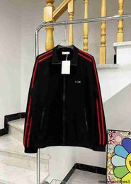 Designer Correct version of CL family autumn and winter unisex couple style fashionable casual black and red ribbon embroidered small label jacket 09A8