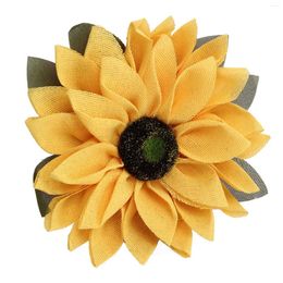 Decorative Flowers Sunflower Door Wreath Artificial Yellow Round Shapes Attractive 15.7in Bright Colours For Window