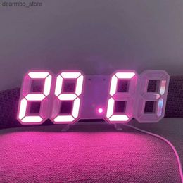 Desk Table Clocks 3D digital alarm clock wall mounted USB cable LED desk electronic display screen large wall color acrylic clock photoelectric 6 C5R424327