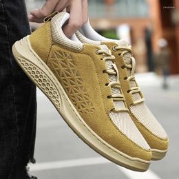 Casual Shoes Fashion Board For Men Mesh And Genuine Leather Sneakers Flats Footwear Plus Size 38-48 Walking