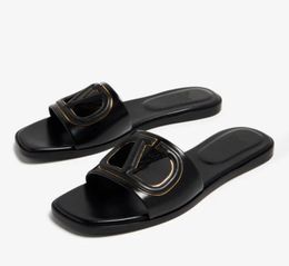 Summer slipper Vlogo cutout sandal flats Fashion slides signature Outdoor Beach Slip On Slides Casual Flips Flops Luxury lady flip-flop cut-out 35-43Box