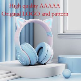 Cat Ears Illuminating Anchor Headwear Cute Cartoon Mic Bluetooth Earphones