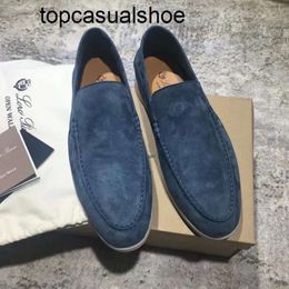 Loro Piano LP LorosPianasl suede Walk Charms topquality loafers Moccasins Summer Couples shoes Genuine leather casual slip on flats men and women Luxury Designer fl